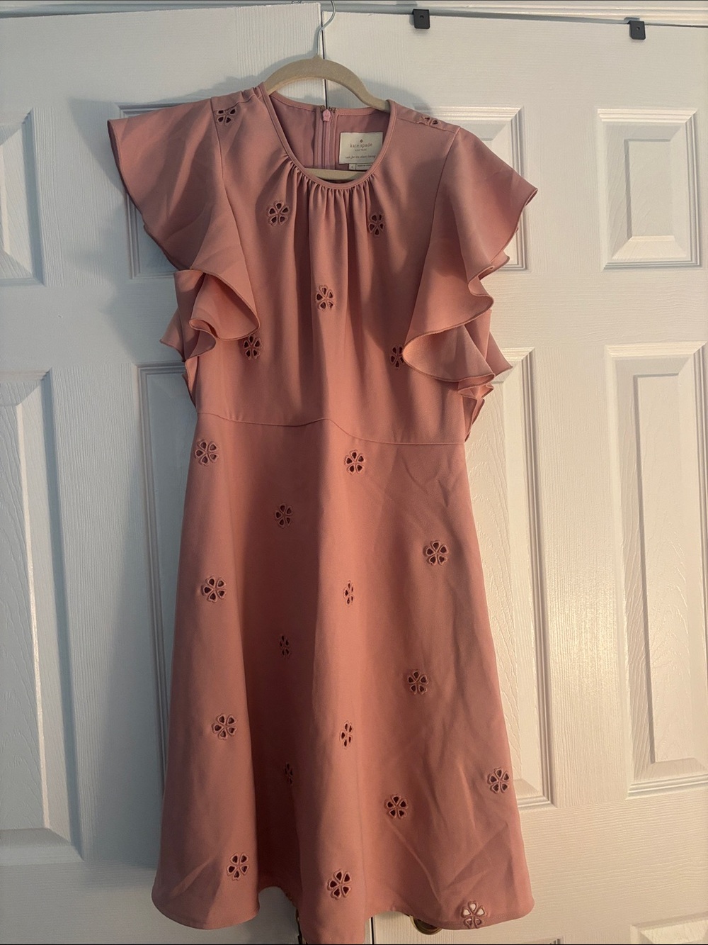 kate spade Blush Pink Flutter-Sleeve Eyelet A-Line Dress